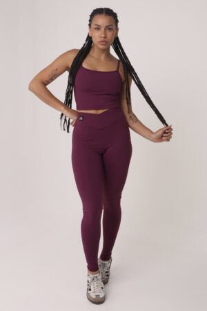 Legging cós cruzado uva